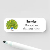 Fun bright bright peacock bird Illustration Namensschild (Beispiel)