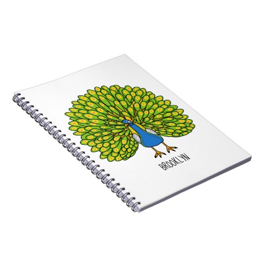 Fun bright bright peacock bird Illustration Notizblock (Rechte Seite)