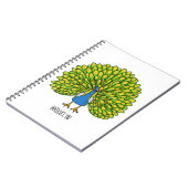Fun bright bright peacock bird Illustration Notizblock (Linke Seite)