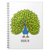 Fun bright bright peacock bird Illustration Notizblock (Vorderseite)