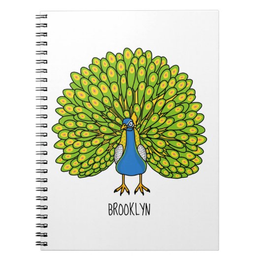 Fun bright bright peacock bird Illustration Notizblock (Vorderseite)