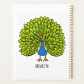 Fun bright bright peacock bird Illustration Planer (Rückseite)
