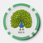 Fun bright bright peacock bird Illustration Pokerchips (Rückseite)