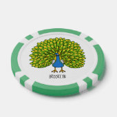 Fun bright bright peacock bird Illustration Pokerchips (Einzeln)