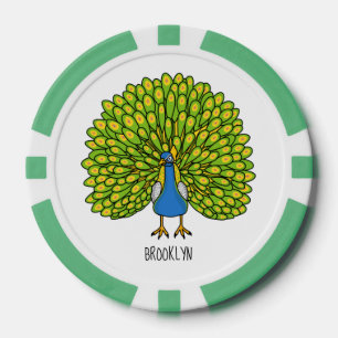 Fun bright bright peacock bird Illustration Pokerchips