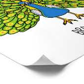 Fun bright bright peacock bird Illustration Poster (Ecke)