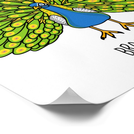 Fun bright bright peacock bird Illustration Poster (Ecke)