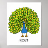 Fun bright bright peacock bird Illustration Poster (Vorne)