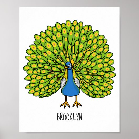 Fun bright bright peacock bird Illustration Poster (Vorne)