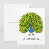 Fun bright bright peacock bird Illustration Postkarte (Vorne/Hinten)