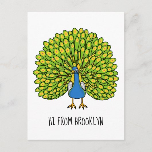 Fun bright bright peacock bird Illustration Postkarte (Vorderseite)