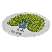 Fun bright bright peacock bird Illustration Schneidebrett (Ecke)