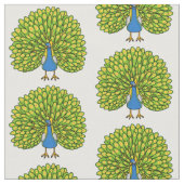 Fun bright bright peacock bird Illustration Stoff (Nahaufnahme)