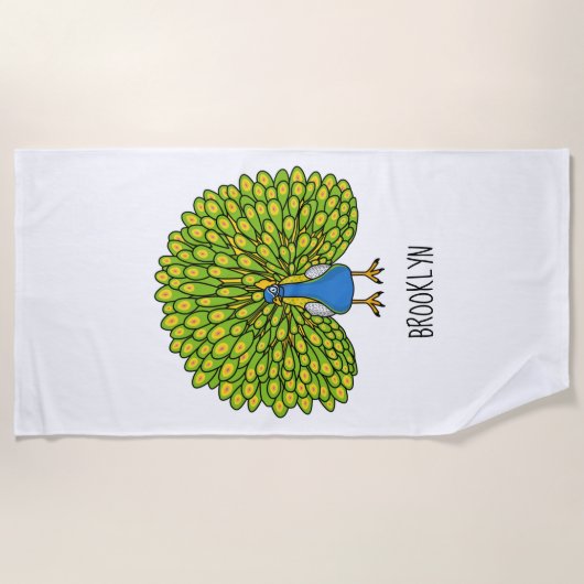 Fun bright bright peacock bird Illustration Strandtuch (Vorderseite)