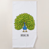 Fun bright bright peacock bird Illustration Strandtuch (Vorderseite)