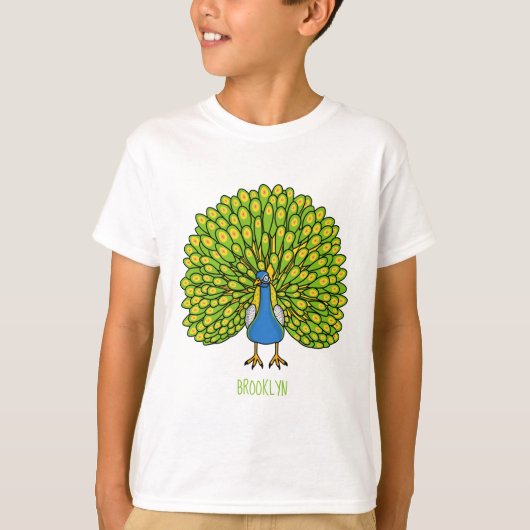 Fun bright bright peacock bird Illustration T-Shirt (Vorderseite)