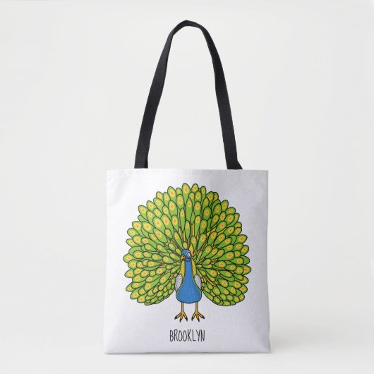 Fun bright bright peacock bird Illustration Tasche (Vorderseite)