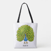 Fun bright bright peacock bird Illustration Tasche (Rückseite)