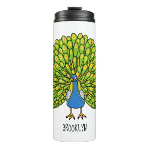 Fun bright bright peacock bird Illustration Thermosbecher