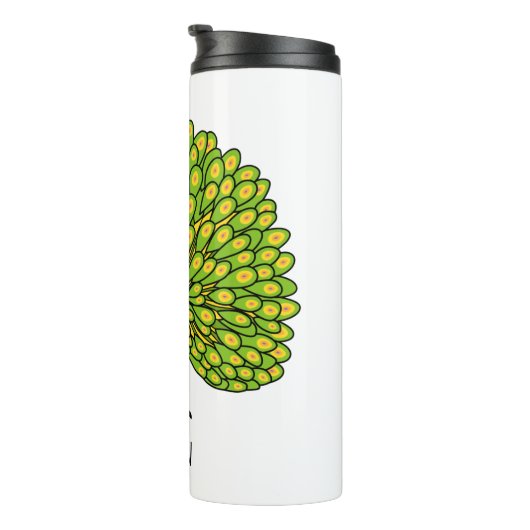 Fun bright bright peacock bird Illustration Thermosbecher (Nach rechts gedreht)