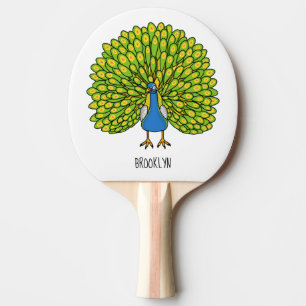 Fun bright bright peacock bird Illustration Tischtennis Schläger