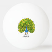Fun bright bright peacock bird Illustration Tischtennisball (Rückseite)