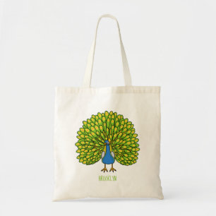 Fun bright bright peacock bird Illustration Tragetasche