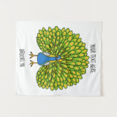 Fun bright bright peacock bird Illustration Wandteppich (Vorderseite (Horizontal))