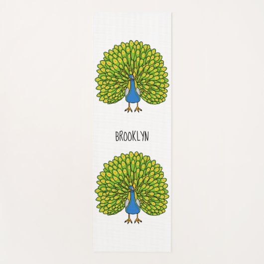 Fun bright bright peacock bird Illustration Yogamatte (Vorderseite)