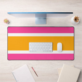 Fun Bright Candy Pink Yellow White Racing Streifen Schreibtischunterlage