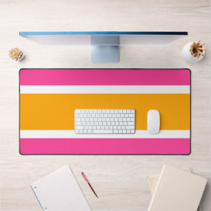Fun Bright Candy Pink Yellow White Racing Streifen Schreibtischunterlage