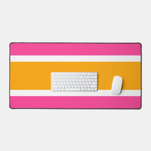 Fun Bright Candy Pink Yellow White Racing Streifen Schreibtischunterlage (Tastatur & Maus)