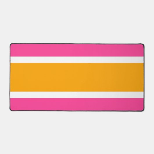 Fun Bright Candy Pink Yellow White Racing Streifen Schreibtischunterlage (Vorderseite)