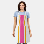 Fun Bright Candy Pink Yellow White Racing Streifen Schürze (Getragen)