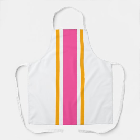 Fun Bright Candy Pink Yellow White Racing Streifen Schürze (Vorderseite)