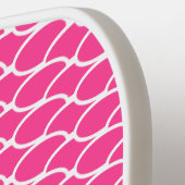Fun Bright Chic Tropical Pink White Waves Muster Pickleball Schläger (Linke Seite)