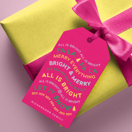 Fun Bright Colourful Neon Typographic Gift Tag Geschenkanhänger