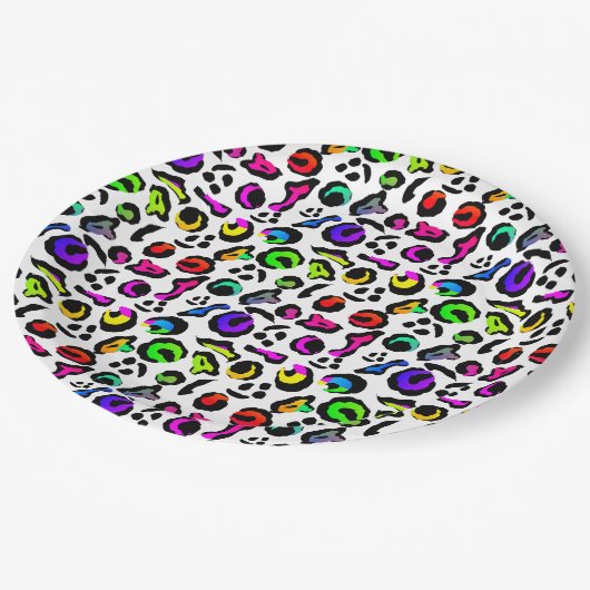 Fun Bright farbenfroh Modernes Party Muster Pappteller (Schrägansicht)