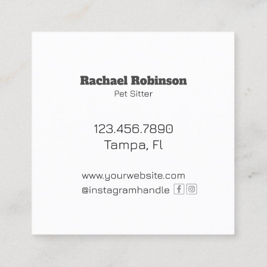 Fun Bright farbenfroher Hund Custom Pet Sitter Quadratische Visitenkarte (Rückseite)