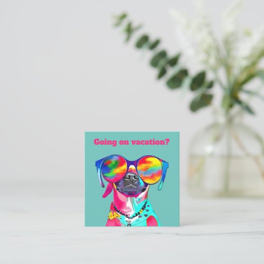 Fun Bright farbenfroher Hund Custom Pet Sitter Quadratische Visitenkarte (Stehend Vorderseite)