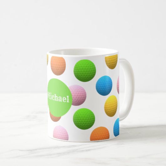 Fun Bright Golf Balls Kaffeetasse (VorderseiteRechts)