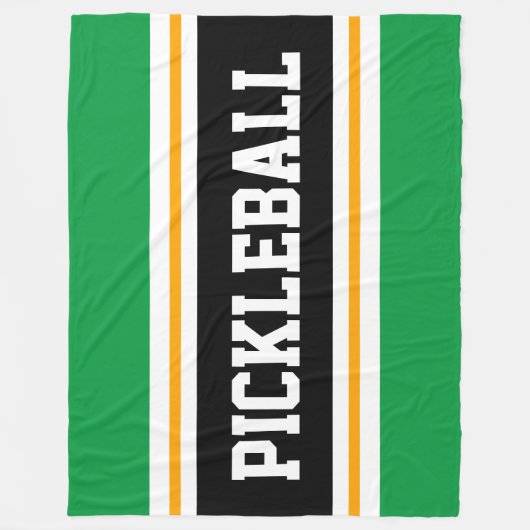 Fun Bright Green Black PICKLEBALL Racing Stripes Fleecedecke (Vorderseite)
