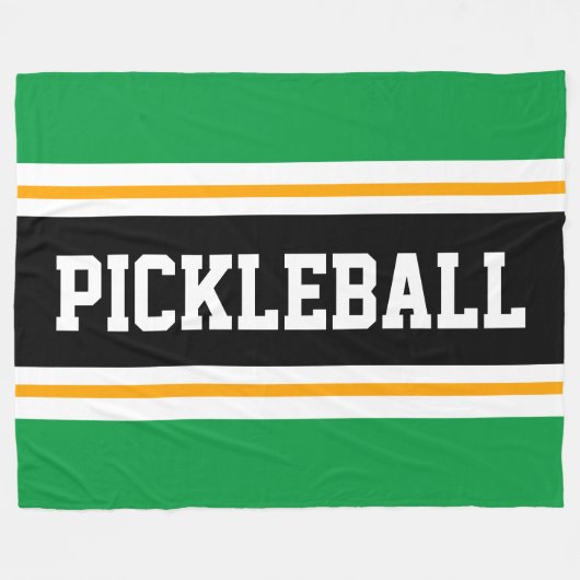 Fun Bright Green Black PICKLEBALL Racing Stripes Fleecedecke (Vorderseite (Horizontal))