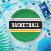 Fun Bright Green Black Yellow BASKETBALL Streifen Pappteller (Party)