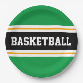 Fun Bright Green Black Yellow BASKETBALL Streifen Pappteller (Vorderseite)