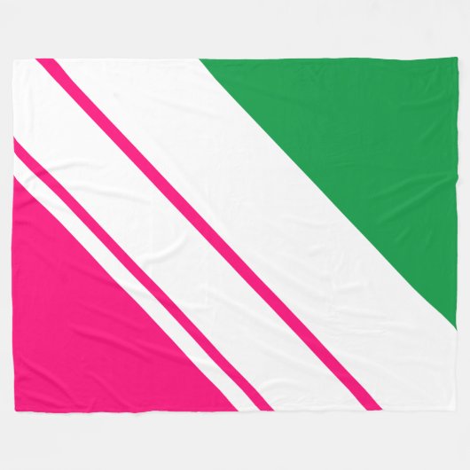 Fun Bright Green Candy Pink White Racing Streifen Fleecedecke (Vorderseite (Horizontal))