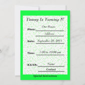 Fun Bright Green Kindergeburtstag Snake Polka Dots Einladung (Rückseite)