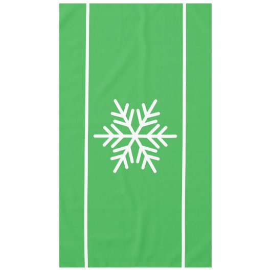 Fun Bright Green Nordic White Snowflake Streifen Tischdecke (Vorderseite)