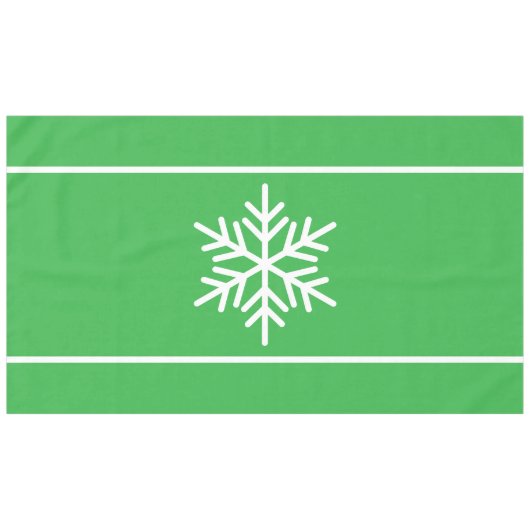 Fun Bright Green Nordic White Snowflake Streifen Tischdecke (Vorderseite (Horizontal))