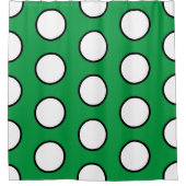 Fun Bright Green Tiled Schwarz-weiße Bold Circles Duschvorhang (Vorderseite)